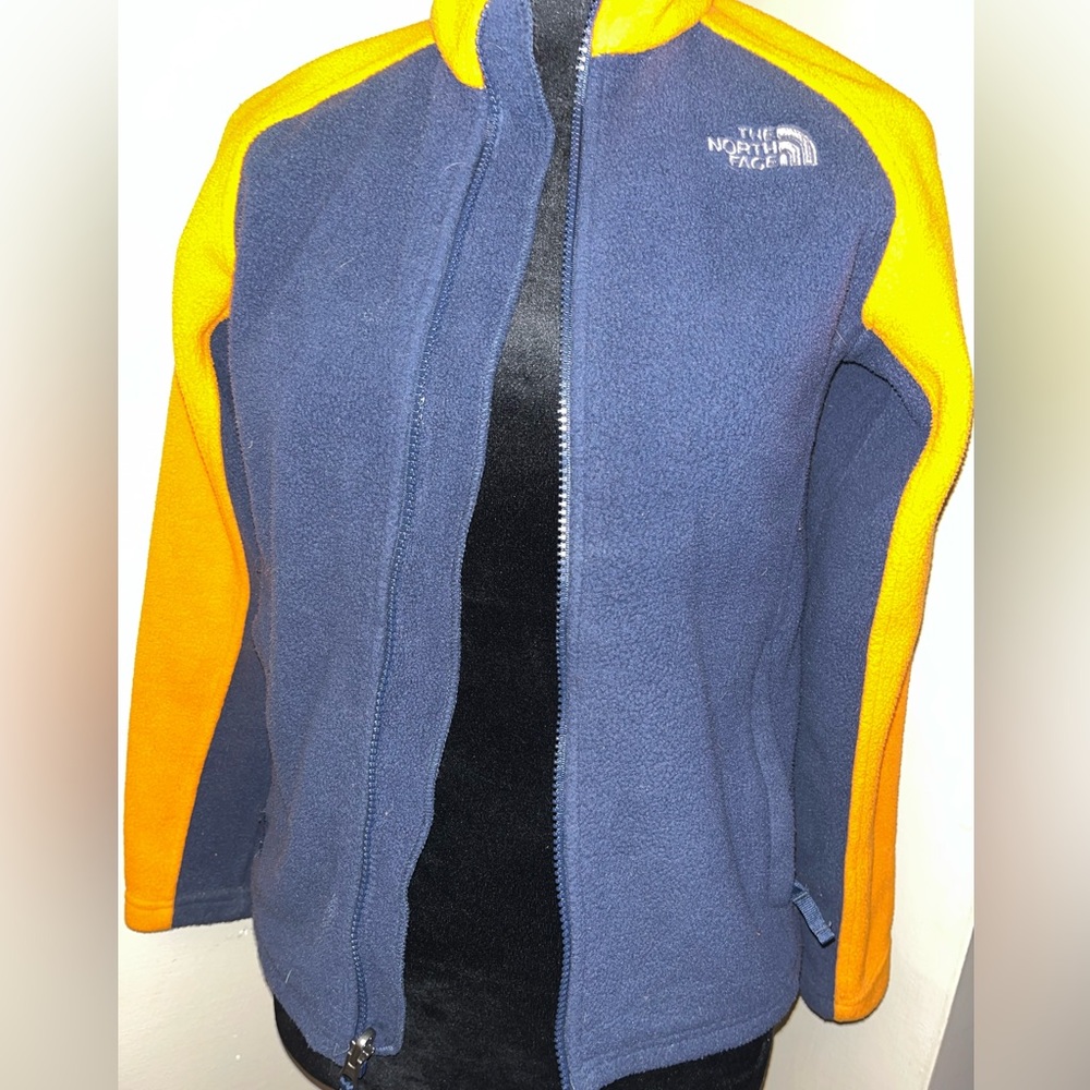 The North Face Kids Blue/Orange Jacket Zip Up Fleece size M 10/12 with pockets